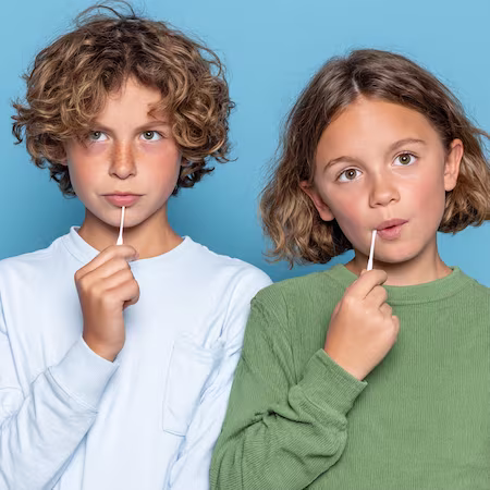 sister and brother taking DNA test